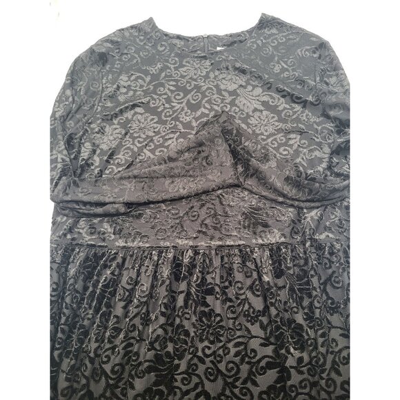 Worthington Dresses & Skirts - VTG Worthington SZ 16 Womens Maxi Long Sleeve Black Velvet Burnout Whimsigoth